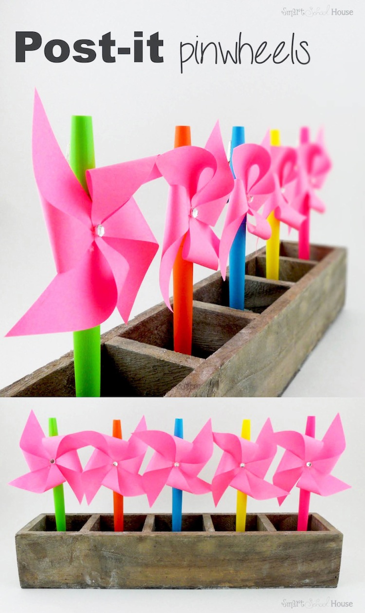 How to make Post-it Pinwheels! I can't believe how cute and easy this little DIY craft is!