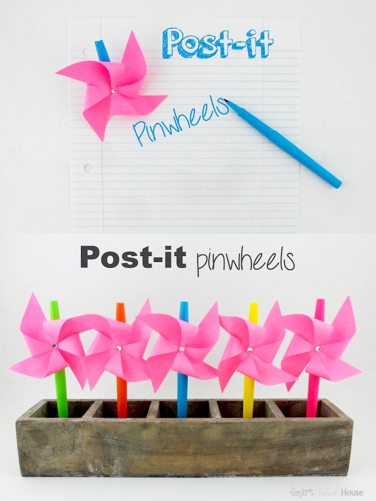 Post-it Pinwheels. A quick and easy craft!