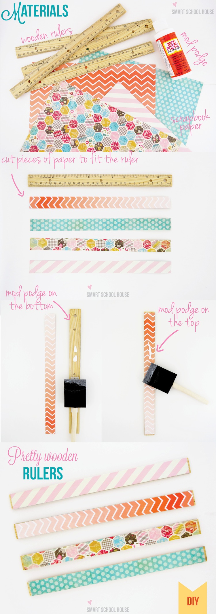 #DIY Pretty Wooden Rulers that 20 minutes to make. An easy teacher gift that can be made by a student!