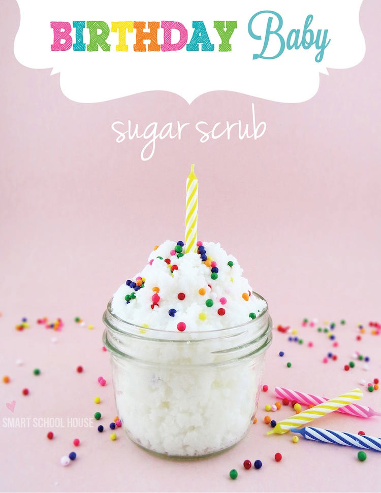 Birthday Baby Sugar Scrub! A DIY sugar scrub made with simple baby soft ingredients. 