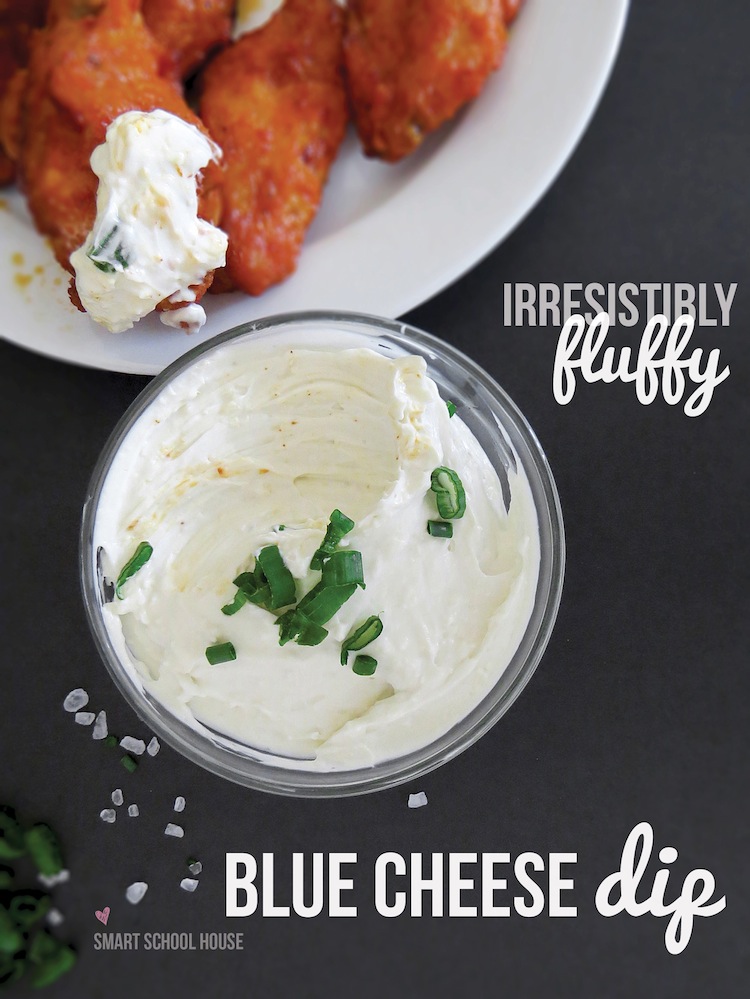 Delicious and fluffy Blue Cheese dip! An awesome Super Bowl snack, perfect for dipping buffalo wings, celery sticks, vegetables and crackers. 