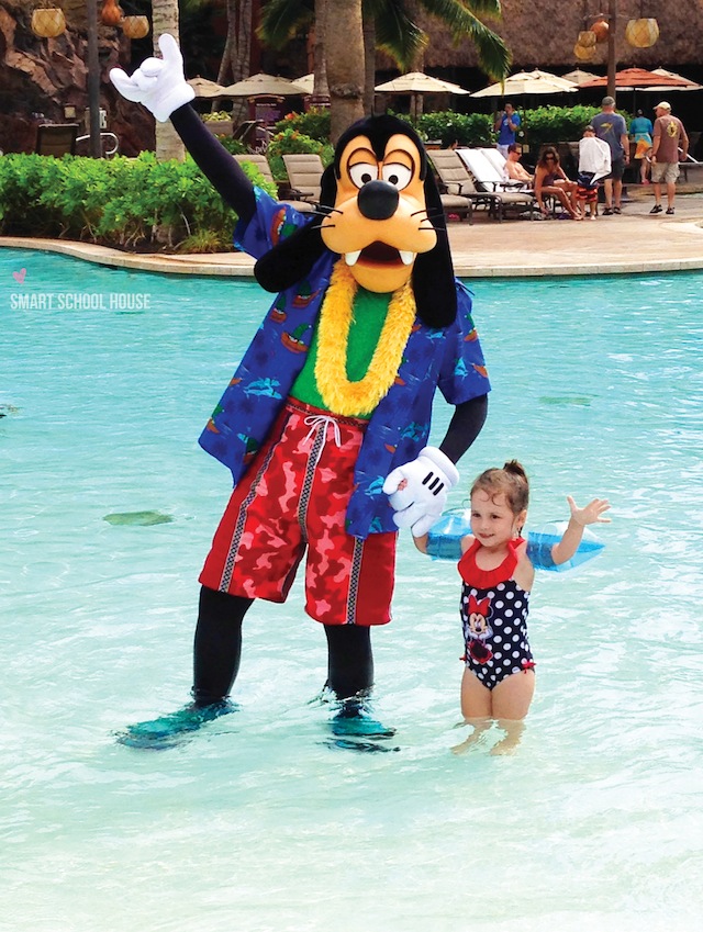 A pool party with Goofy at Disney's Aulani Resort in Hawaii
