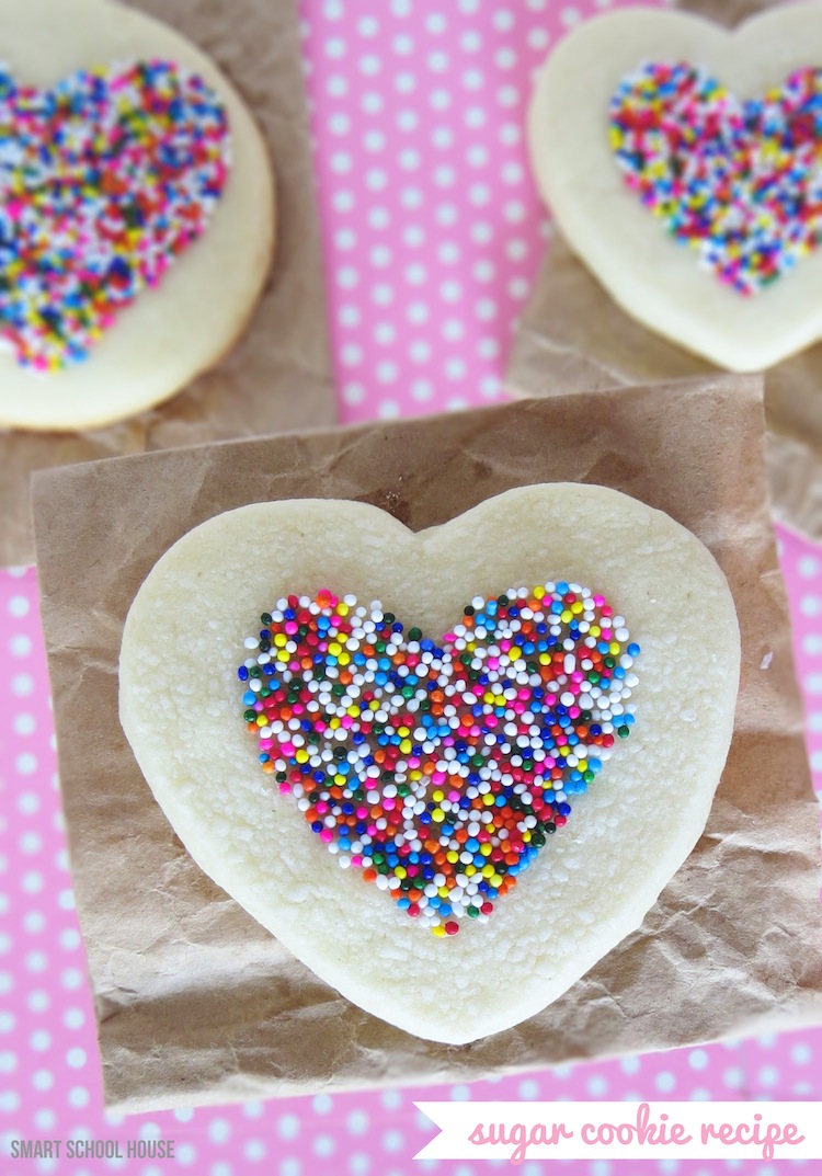 Heart Shaped Sugar Cookies - Easy sugar cookie recipe for Valentines Day