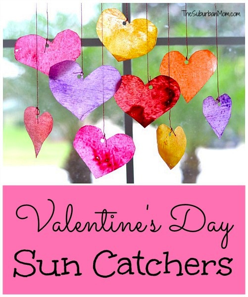 These Valentine's Sun Catchers by The Suburban Mom are a perfect DIY craft for kids!